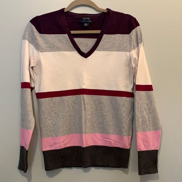 Tommy Hilfiger Striped V-Neck Sweater - Picture 1 of 4